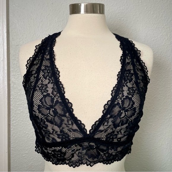 Savage X Fenty Other - Savage X Fenty Black Lace Bra Bralette Plunging V-Neck and Wide Straps Large?